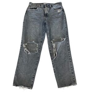 Pistola Jeans 31 Women Hemp Blend Distressed Ripped‎ Straight Leg Raw Hem Grunge